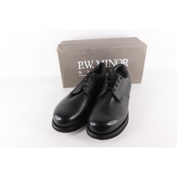 NOS Vintage 90s Mens 11 D Chunky Leather Pebble Grain Dress Shoes Black USA main image 6